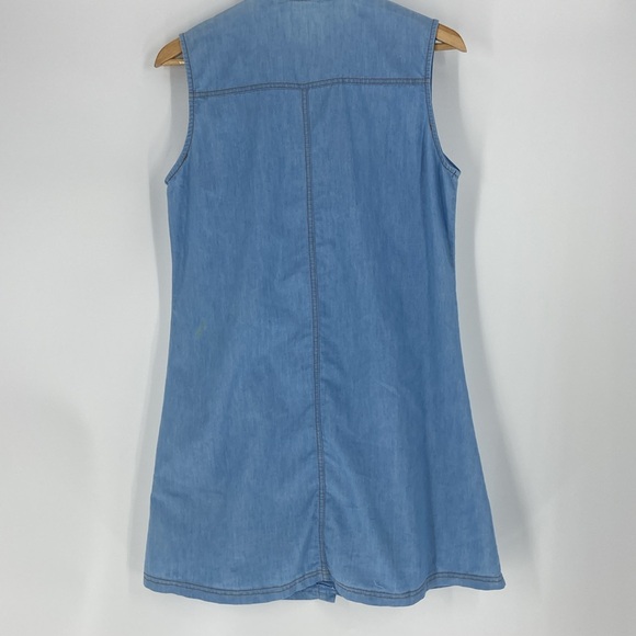 Denim sleeveless chambray lightweight button front short dress or tunic Large - Picture 11 of 14